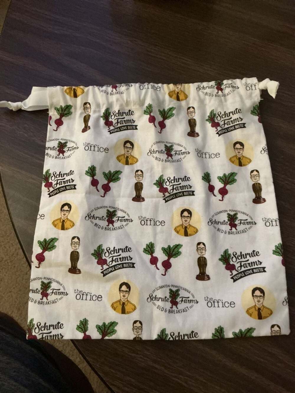 The Office Schrute Farms Cotton Fabric Drawstring Pouch/Gift Bag